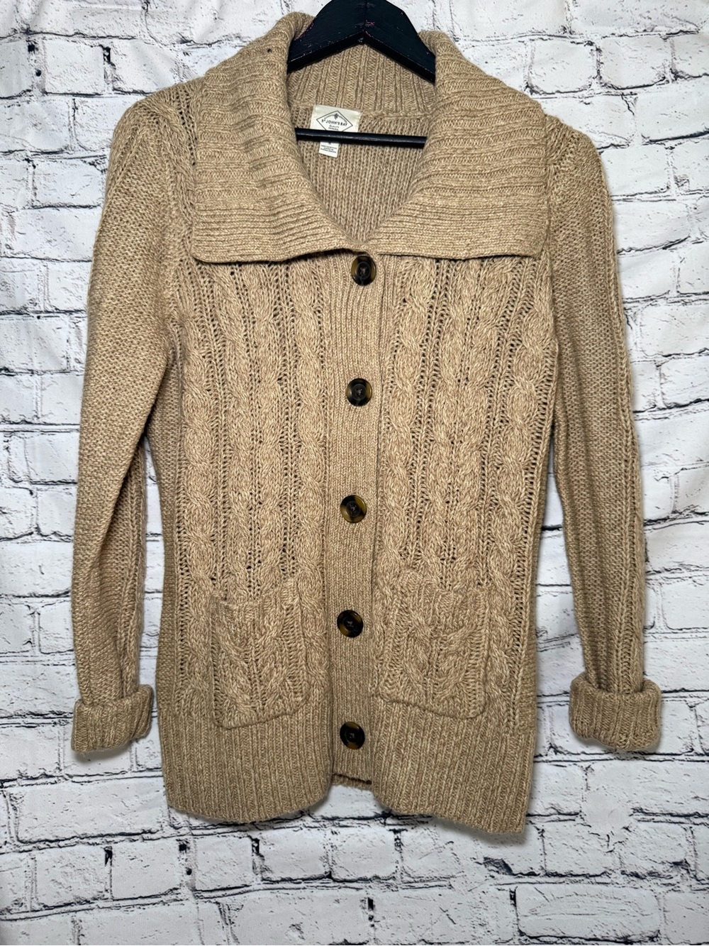 St. John’s Bay. Tan cardigan. Size S